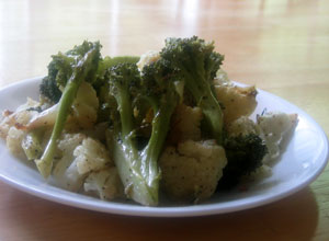 roasted brocolli and cauliflower